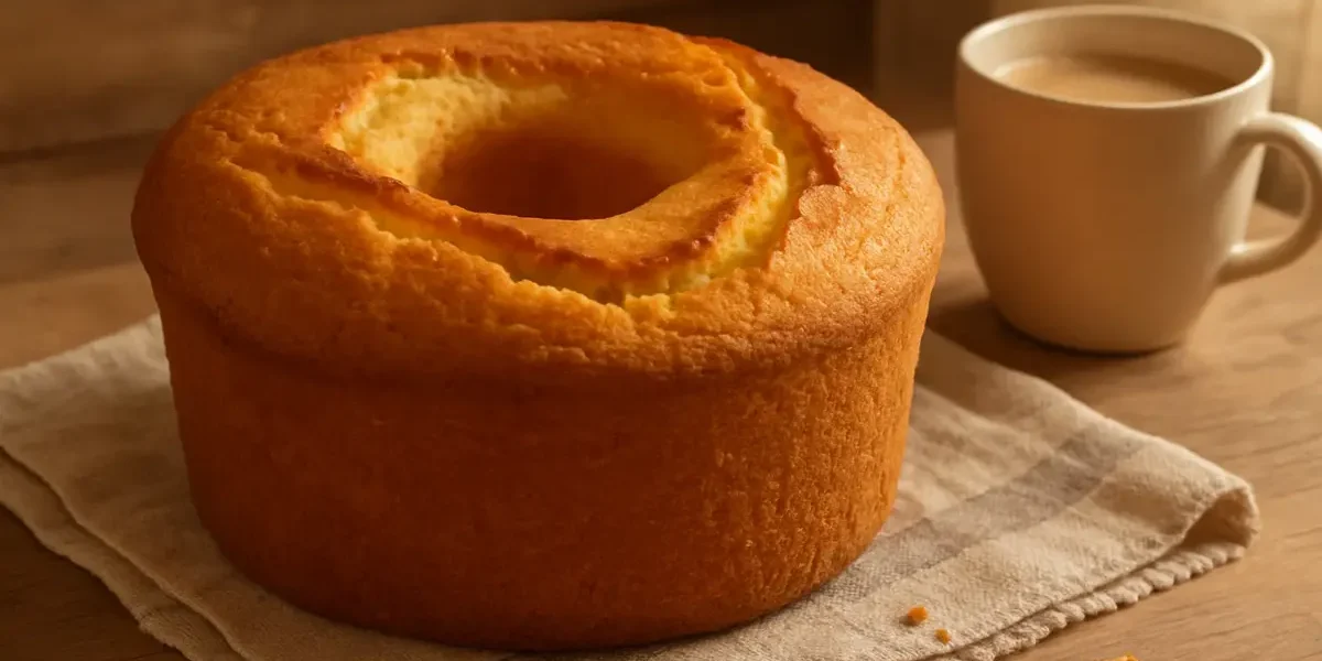Un ciambellone soffice e dorato appena sfornato