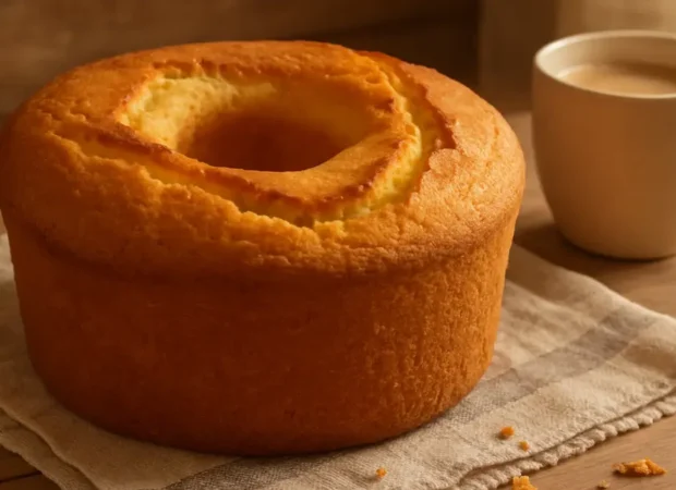 Un ciambellone soffice e dorato appena sfornato