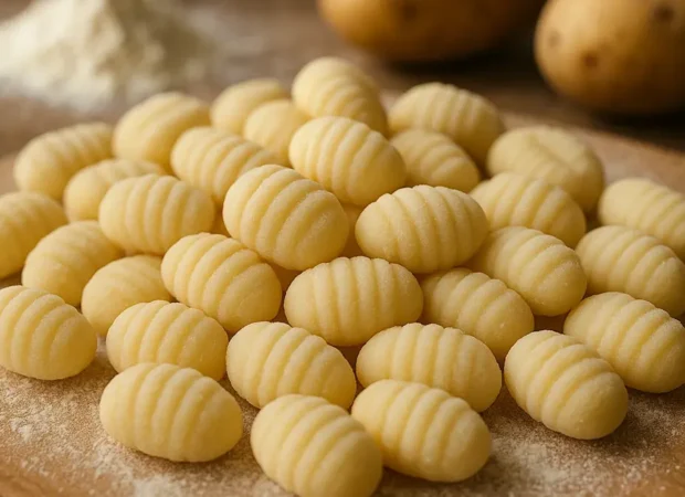 Un piatto di gnocchi di patate freschi